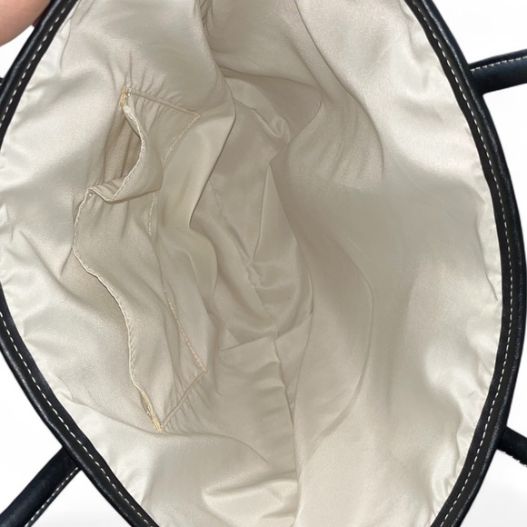 Black and Tan Raffia Straw Picnic Beach Summer Tote Bag - Picture 5 of 5